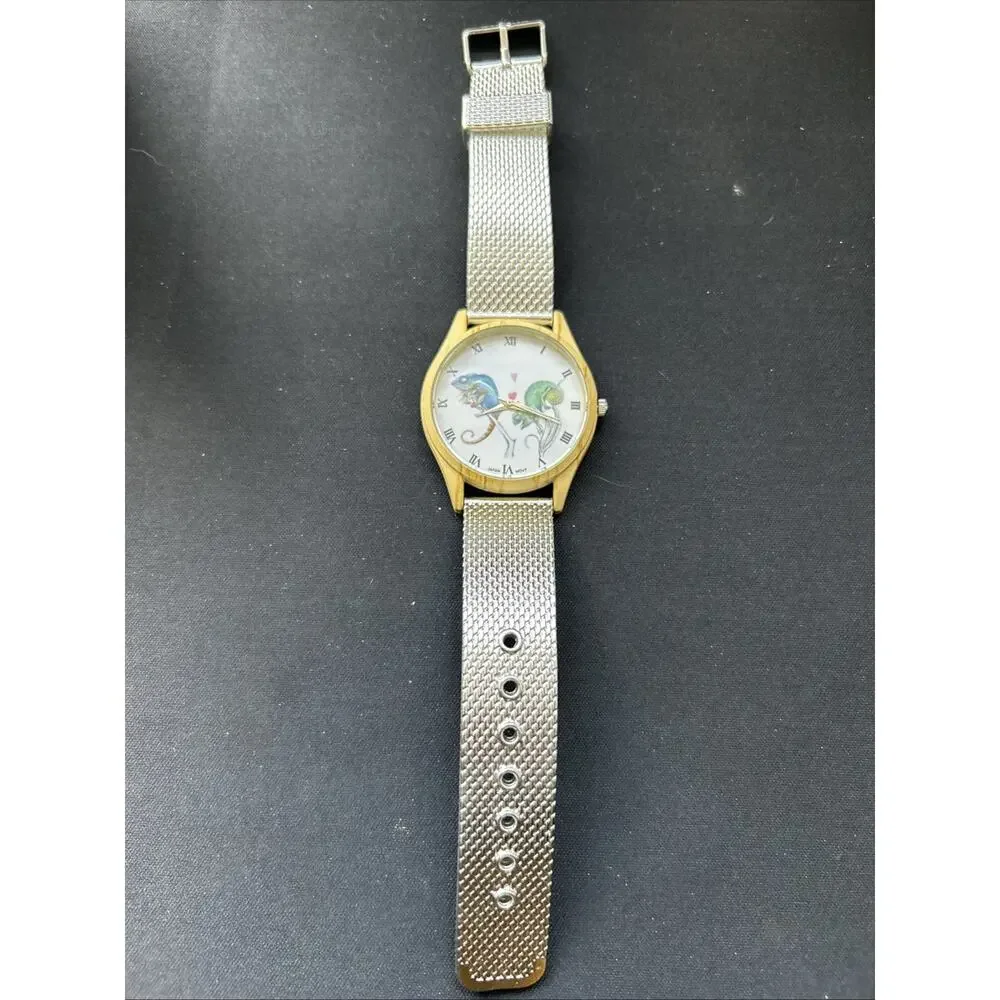 Chameleon Wood Case Silver Band Quartz Watch